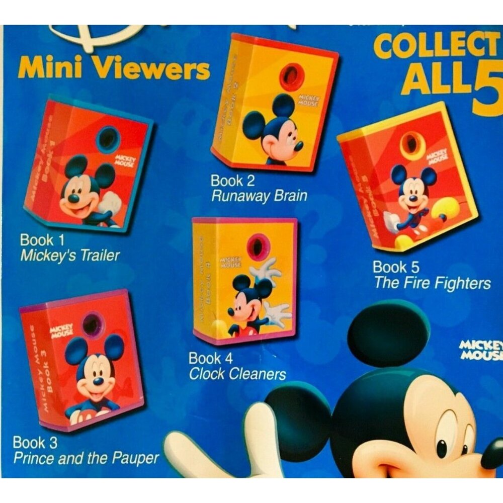 Mickey Mouse LOT OF 5 Mini Viewers Tomy Gacha Toy Vending Capsules NEW Disney